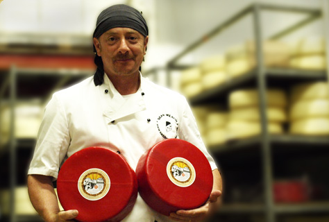 Sean Wilson with two cheeses